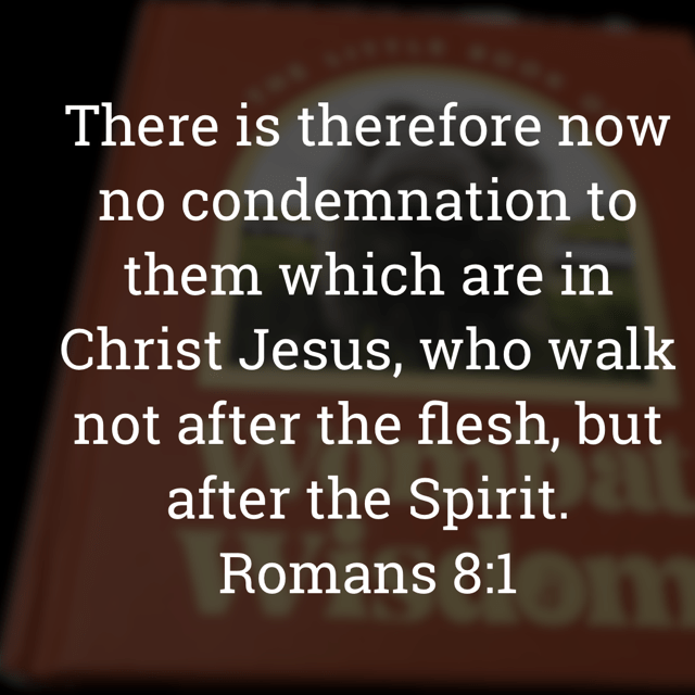 The image bears the text:
There is therefore now no condemnation to them which are in Christ Jesus, who walk not after the flesh, but after the Spirit.
Romans 8:1 KJV