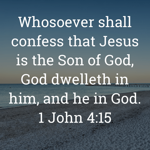 The image bears the text:
Whosoever shall confess that Jesus is the Son of God, God dwelleth in him, and he in God.
1 John 4:15 KJV