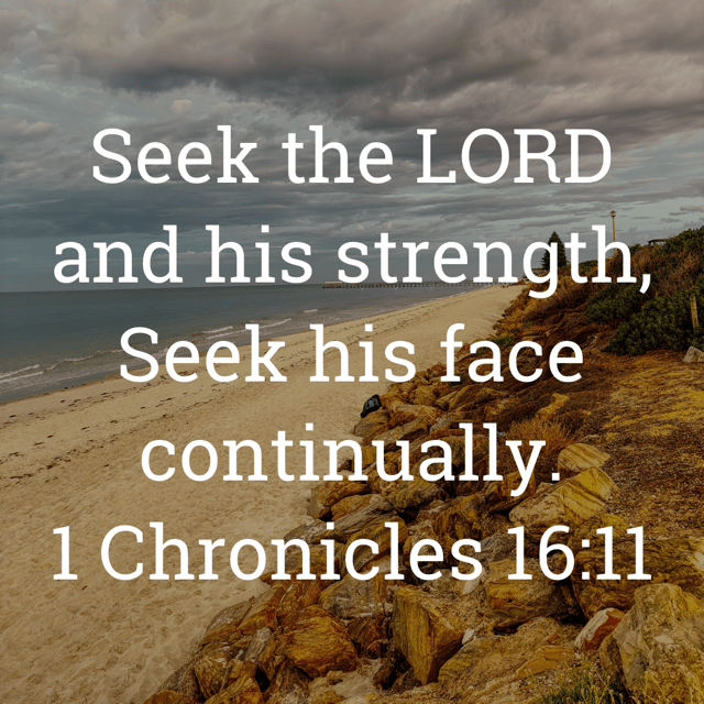 The image bears the text:
Seek the LORD and his strength, Seek his face continually.
1 Chronicles 16:11 KJV