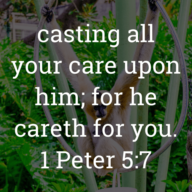 The image bears the text:
casting all your care upon him; for he careth for you.
1 Peter 5:7 KJV