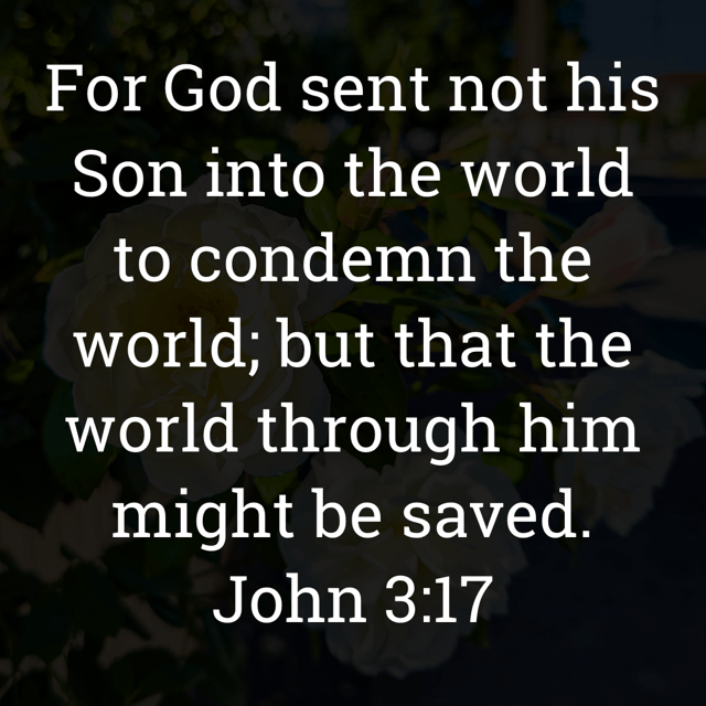 The image bears the text:
For God sent not his Son into the world to condemn the world; but that the world through him might be saved.
John 3:17 KJV