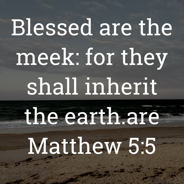 The image bears the text:
Blessed are the meek: for they shall inherit the earth.
Matthew 5:5 KJV