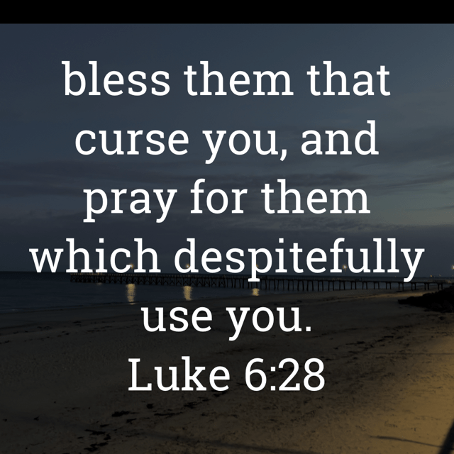 The image bears the text:
bless them that curse you, and pray for them which despitefully use you.
Luke 6:28 KJV