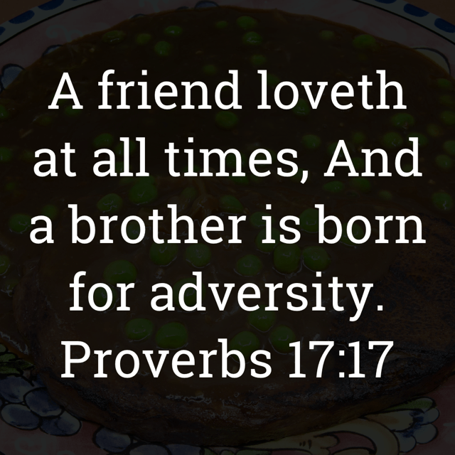 The image bears the text:
A friend loveth at all times, And a brother is born for adversity.
Proverbs 17:17 KJV