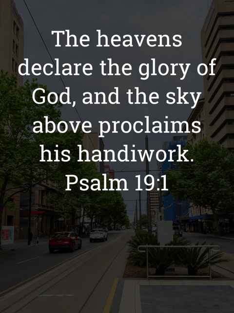The image bears the text:
The heavens declare the glory of God, and the sky above proclaims his handiwork.
Psalm 19:1 ESV